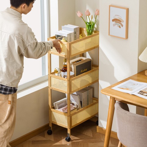 Tier bamboo trolley rack - 3-tier,