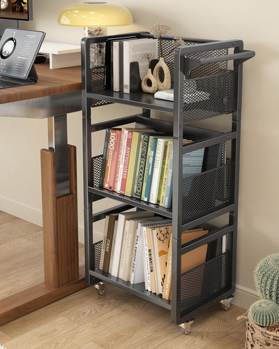 Mobile bookshelf with wheels - bookshelf,